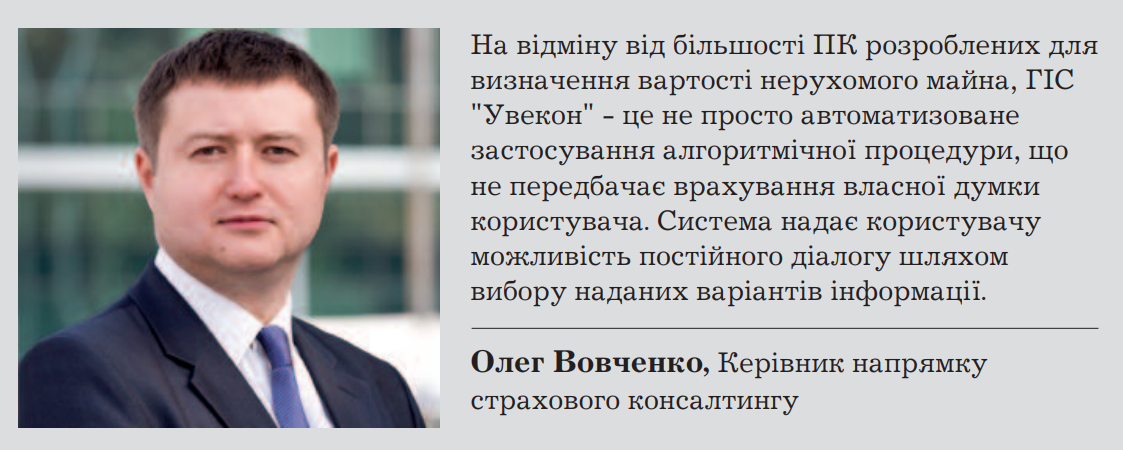 На відміну від більшості ПК розроблених для визначення вартості нерухомого майна, ГІС «Увекон»